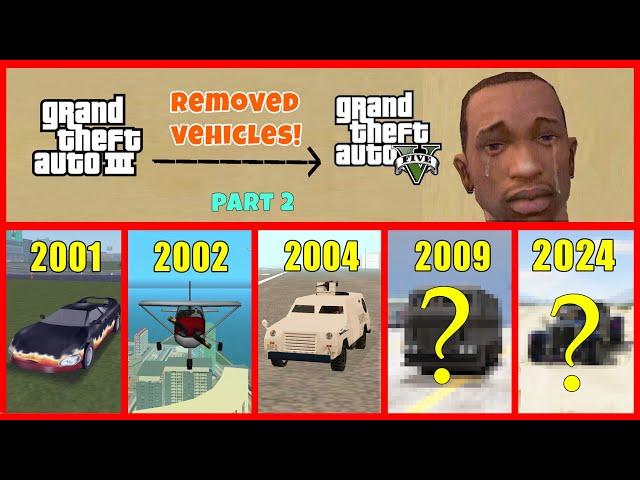 Evolution of REMOVED Vehicles in GTA Games! (Part 2) - GTA 3, VC, SA, IV, V