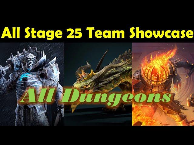 Dragon 25 & Ice Golem 25 & Fire Knight 25... All Dungeons Team Showcase .. | Raid Shadow Legends