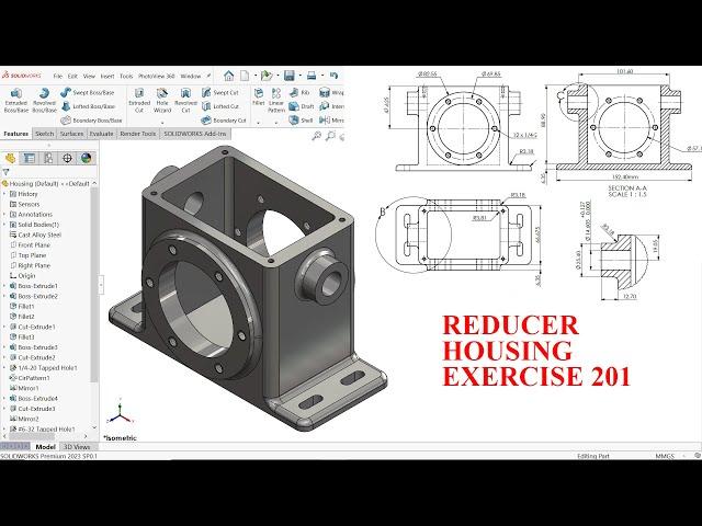 Solidworks Tutorial Exercise 201-Reducer Housing