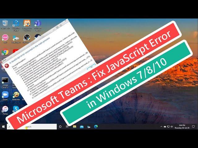 Microsoft Teams : Fix JavaScript Error