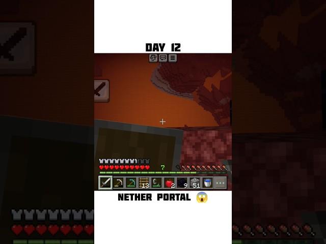 MINECRAFT SURVIVAL DAY 12  ll NETHER PORTAL  #minecraft #minecraftshorts #officialminecraft