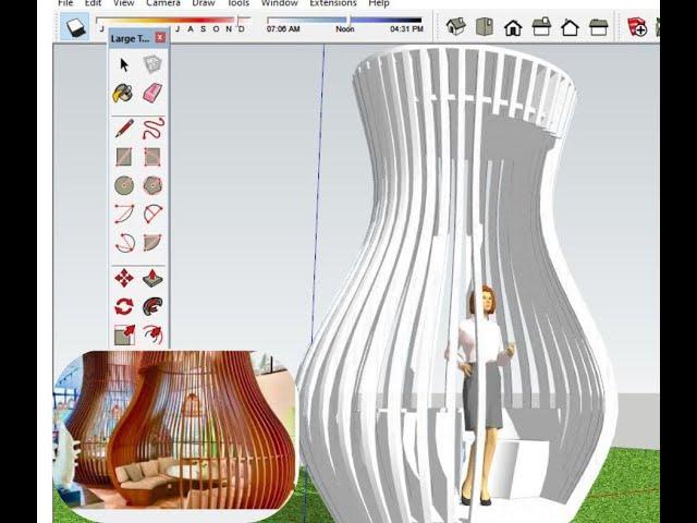 SketchUp- modern Pergola Design