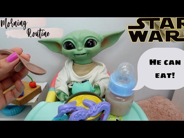 New Baby Yoda Galactic Snackin Grogu Morning Routine