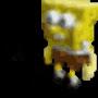 a spongebob with a black background around it