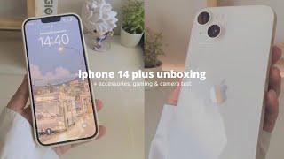 iPhone 14 plus (starlight) unboxing  | #aesthetic accessories + camera & genshin test | #asmr 