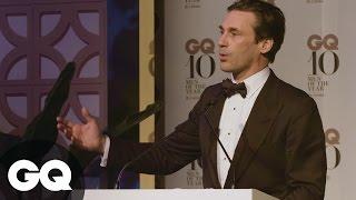 Jon Hamm Says Australians Are Freeloading Sofa Surfers | GQ | Speech