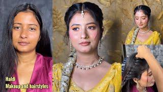 Haldi Makeup & Hairstyle Tutorial | Step by step  | Day Time Haldi Makeup