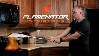 Extinguish Kitchen Grease Fires Easy and Safe - Flamenator Stovetop Fire Suppressor