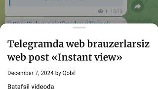 Telegram kanalga «instant view» web  post qoʻyish.