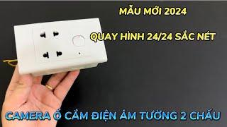 Camera giấu kín ổ cắm điện âm tường 2 chấu cắm , camera mini ổ điện quay hình 24/24 trên điện thoại