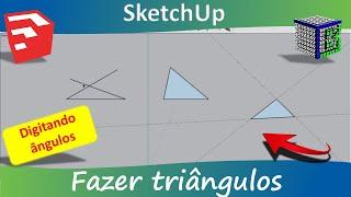 Como fazer triângulo no sketchup digitando ângulos