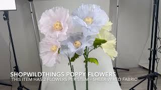 ShopWildThings Sheer Fabric Giant Poppy Flowers for Events, Home, Parties, Sets & Props