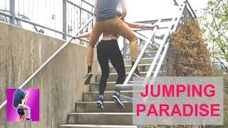 Lift and carry: Jumping upstairs & down the road (Piggyback Girls - Vanessa 21)