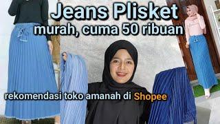 REVIEW ROK JEANS PLISKET di Shopee