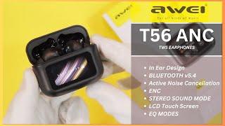 AWEI T56 ANC Earbuds | LCD Screen, ANC+ENC & BT v5.4!