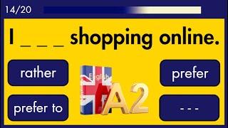 #️⃣７| A2 GRAMMAR QUIZ  What's my ENGLISH LEVEL  200+ QUESTIONS