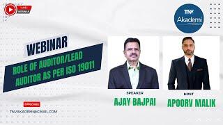 WEBINAR ON ROLE OF AUDITOR  LEAD AUDITOR AS PER ISO 19011