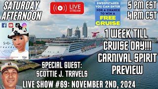 Captain's Chat: CARNIVAL SPIRIT Preview - 1 Week Till CRUISE DAY | Enter To WIN A CRUISE Sweepstakes