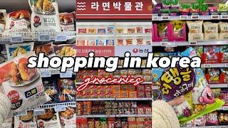shopping in korea vlog  supermarket food haul with prices  ramyun museum, snacks & more