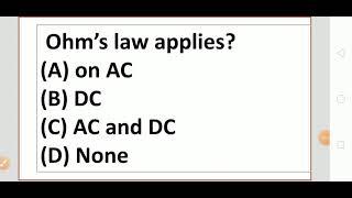 Basic Electricity/Electrical Engineering MCQ Questions and answers discussion with explanation