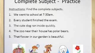 Simple Subjects and Complete Subjects - Video and Worksheet