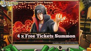 NXB NV : LUCKY SUMMON‼️ CONQUEST CHRONICLES TICKET SUMMON SHOWCASE [ UCHIHA ITACHI ] 4 X TICKETS‼️