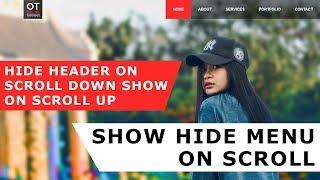 Hide Menu on scroll down show on scroll up - Html CSS And jQuery