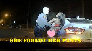 Arkansas State Police Pursuit of STOLEN VEHICLE - Female Driver runs with NO PANTS