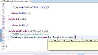 stack implementation using array in java