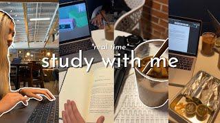 REAL TIME STUDY WITH ME | cafe background noise, coffee shop asmr