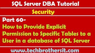SQL Server DBA Tutorial 60- How to Provide Explicit Permission to Specific Tables to a User