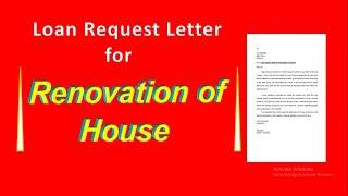 Loan request letter to Bank Manager for Renovation of House | Loan application for House Renovation