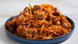 A dish that I have loved since childhood  Stewed cabbage with pork ribs - a classic recipe!