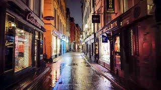 Night Walk in The Rain - Old Town in Stockholm (Binaural Rain on Umbrella Sounds, 4K ASMR)