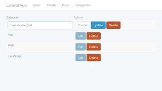 Category Update single line update laravel 5 3 and vue js 2 1 x