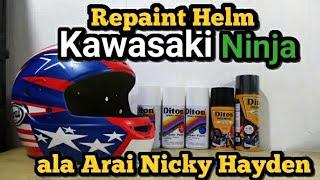 Repaint helm full face Kawasaki Ninja Ala Arai Nicky Hayden.