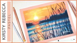 PASTEL PENCIL Beginners Step by Step Tutorial // Faber Castell Pitt Pastels - Simple Sunset Seascape