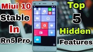 Top 5 Hidden Features For Miui 10.0.1.0 Stable | Redmi Note 5 Pro |