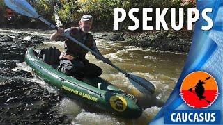 Kayaking on the river Psecups | Rapids on a mountain river | River after flood