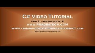 Part 21 - C# Tutorial - Inheritance in c#.avi