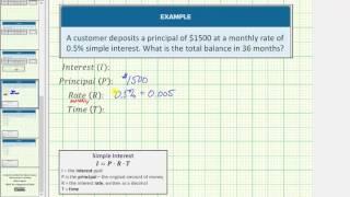 Simple Interest - Determine Account Balance (Monthly Interest)