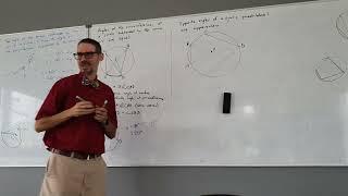 Circle proof 5: Opposite angles in a cyclic quadrilateral are supplementary.