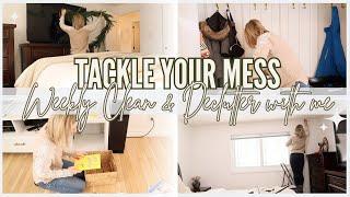 2025 SPRING TACKLE YOUR MESS: New Year Clean Declutter and un decorate with me