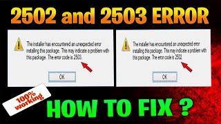 How To Fix Error Code 2503 and 2502 In Windows 10/8/7 | Solve Error 2503 and 2502 In Windows 10/8/7