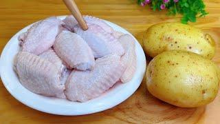 Chicken wings paired with potatoes, not grilled or boiled, simple to make, especially fragrant,