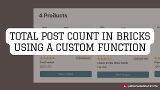 Displaying Total Post Count in Bricks Using a Custom Function