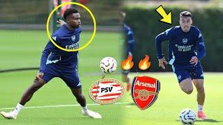 ARSENAL TRAINING TODAY | Bukayo Saka, Martinelli, Havertz STORMS Training Ahead Of PSV Clash