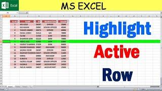 VBA Code For Highlight Active Row in Excel