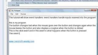 Basic Event Handlers Visual Basic