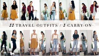 11 TRAVEL OUTFITS | MIX + MATCH  - 1 CARRY-ON LUGGAGE | ANN LE